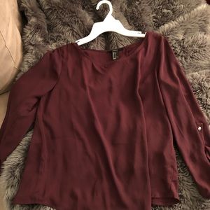 Forever 21 Burgundy 3/4 sleeve chiffon top